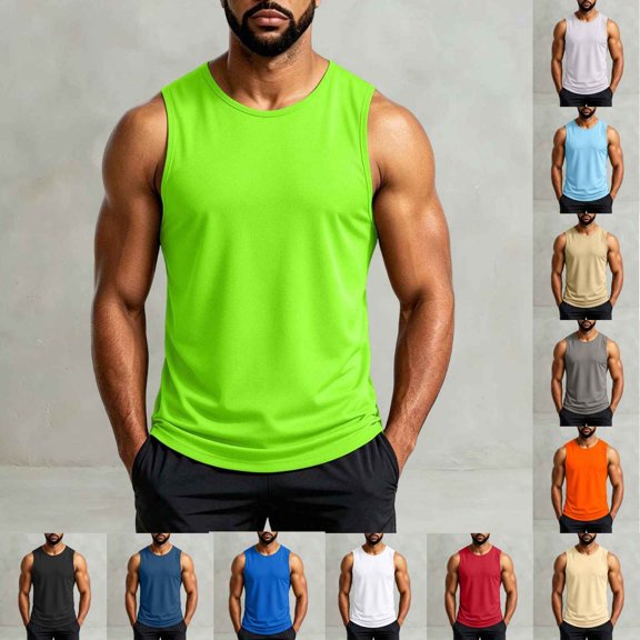 WANGJING Men's Tank Tops Sleeveless Shirt Basic Crew Neck Tank Top Sport Beach Vacation Casual Tank Shirts Summer Muscle Tee