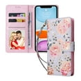 thumbnail image 1 of Compatible avec Iphone 11 Étui Rétro Fleur Dorée en Cuir Pu Blocage Rfid Portefeuille, 1 of 3
