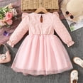 thumbnail image 4 of Rggeeun Toddler Elegant Girls Dress With Floral Lace Long Sleeve Party Gown For Baby Autumn Winter Holiday Celebration Comfort Casual O-Neck Sundress, 4 of 9
