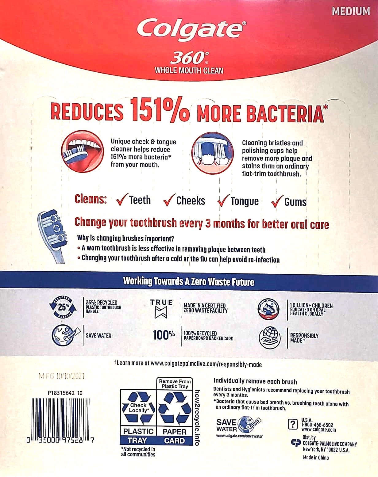 Colgate 360 Whole Mouth Clean Medium Toothbrushes, 8 ct.