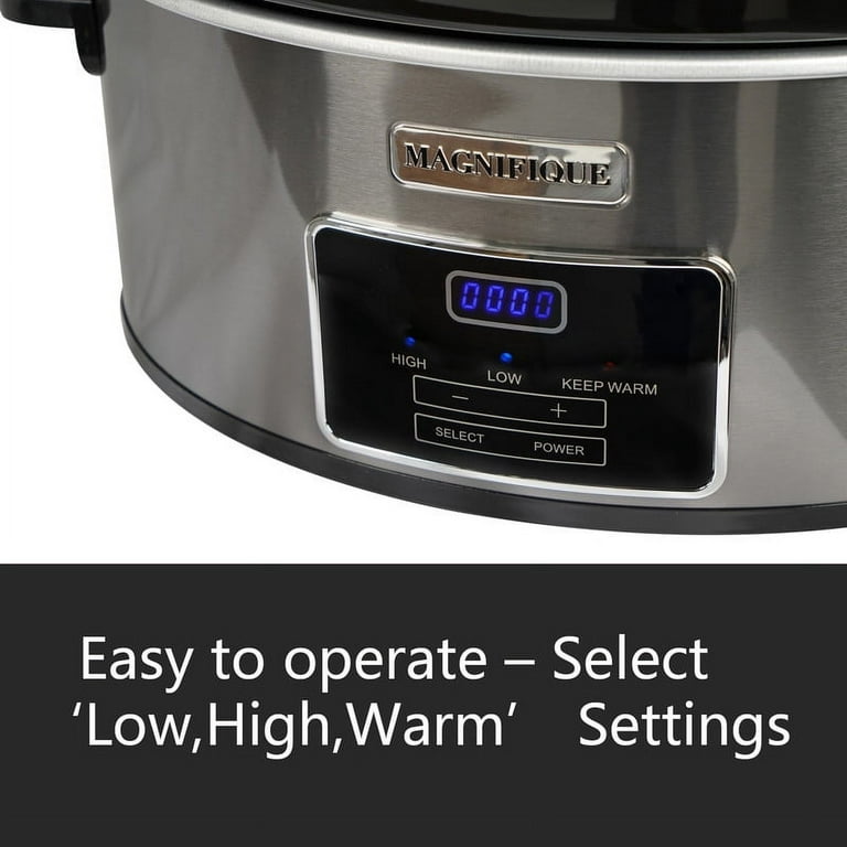 Magnifique 6-Quart Digital Programmable Slow Cooker with Timer, Stainless  Silver 