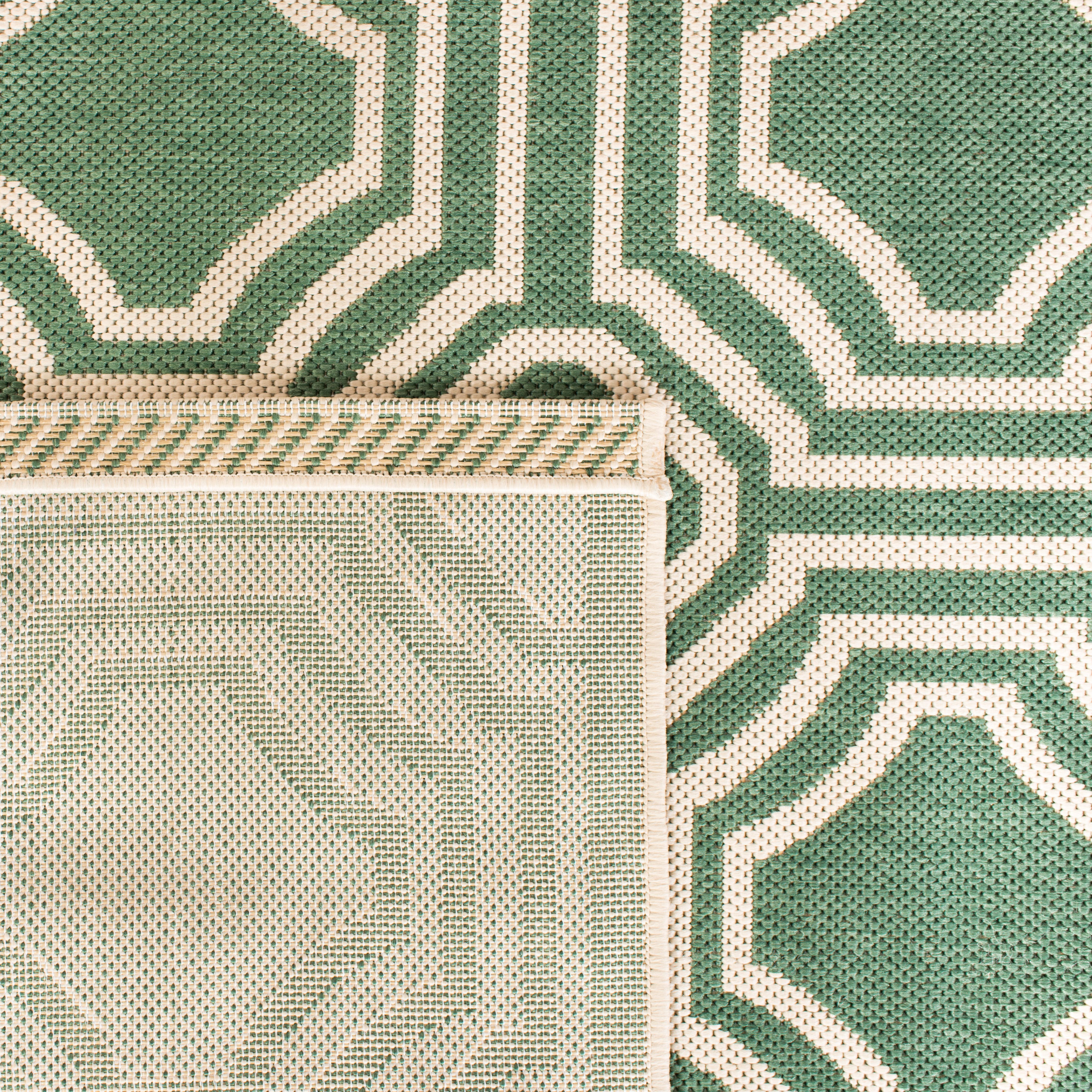 Safavieh Courtyard Brooklyn Geometric Indoor/Outdoor Area Rug, Dark Green/Beige, 9' x 12'