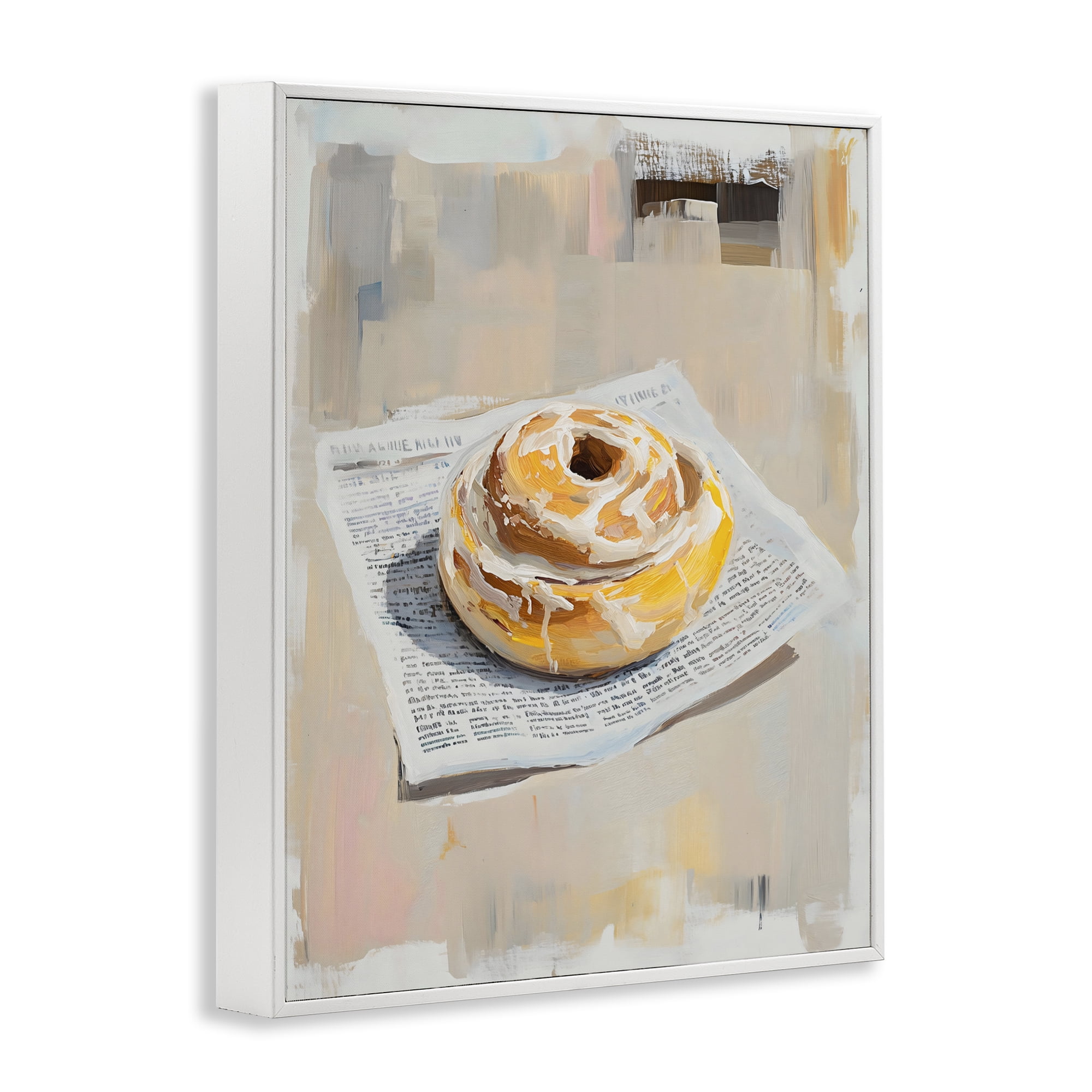 Stupell Industries Cinnamon Roll & Morning Paper White Framed Giclee Art, design by The Prints Vibe