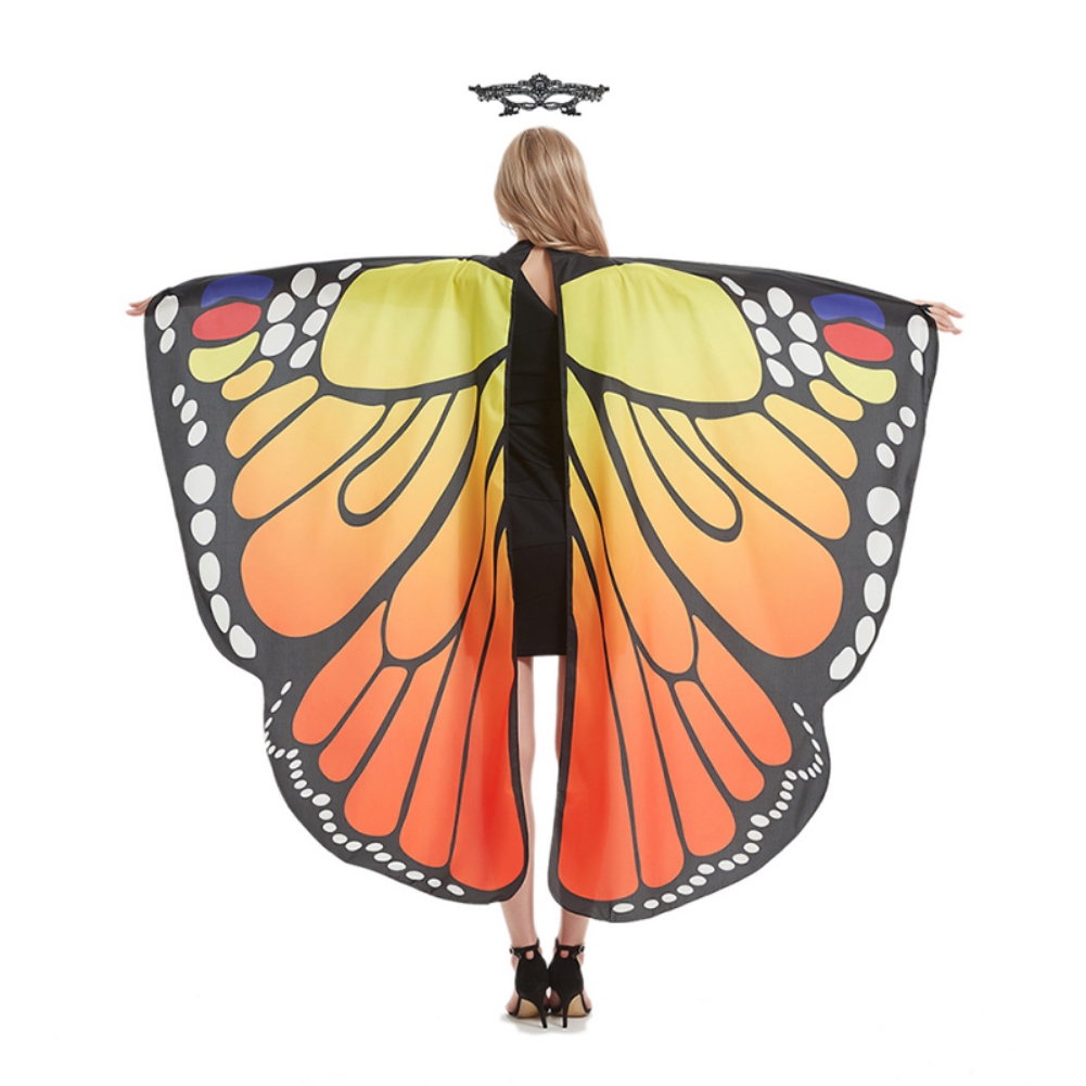 Halloween Colorful Butterfly Wings with Lace Mask for Women , Butterfly