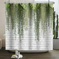 thumbnail image 5 of Country Leaves Shower Curtain,Gray Brick Wall Bathroom Shower Curtain with Hooks,72x72, 5 of 8