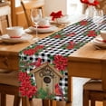 thumbnail image 5 of Christmas Table Runner 90 Inches Long Farmhouse Dress Scarves, Red Cardinal Bird Poinsettia Pine Needles Plaid Dining Tablerunner for Coffee Table/Kitchen Island/Party Décor, 13" x 90", 5 of 8