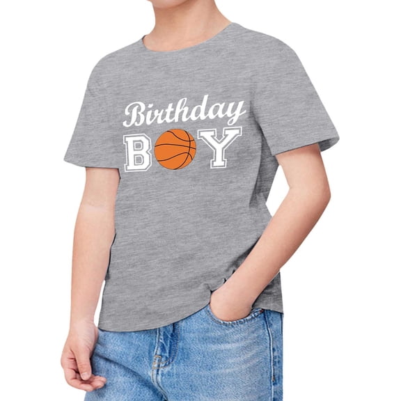 Hihipz Little Boys Graphic T Shirt Happy Birthday Print Tees Casual Stylish Daily Wear Tops,Sizes 6-7