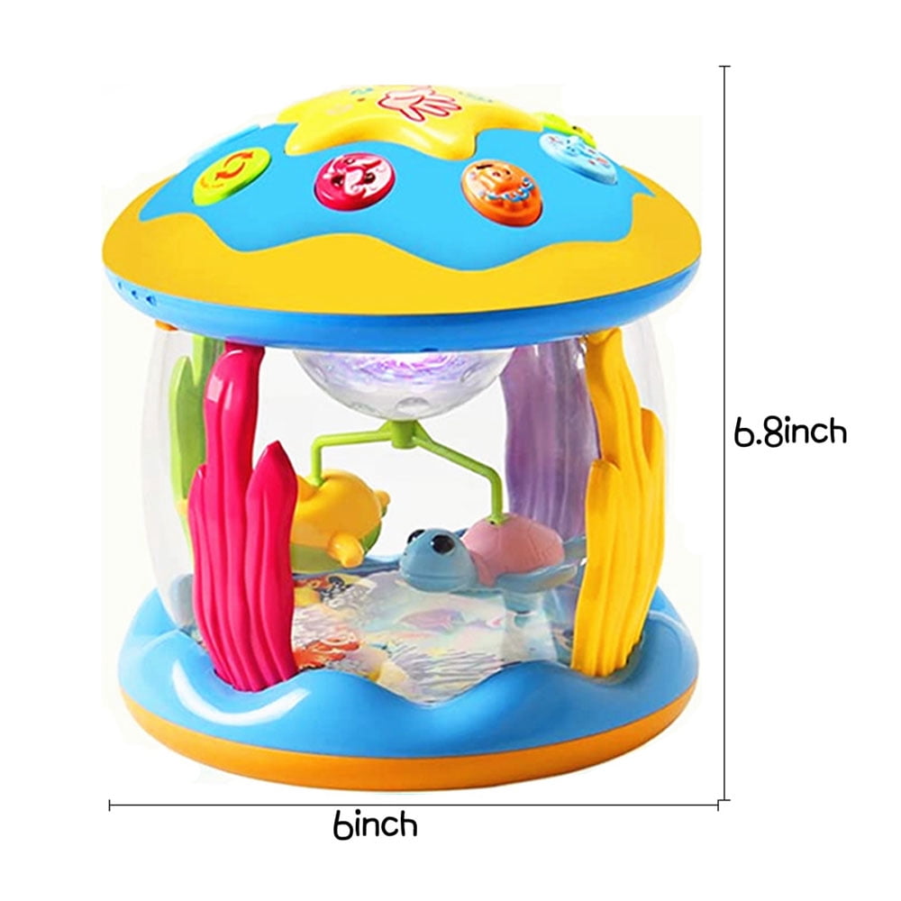 Ocean Rotating Baby Musical Toys 4 in 1,Infant Night Light Up Toys,Tummy Time Crawling Toy, Early Educational Gift, Development Learning Toy for Boy Girl Toddlers,Ideal for Birthday Christmas