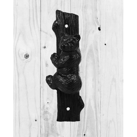 Ebros Gift Rustic Western Forest Black Bear Climbing Tree Cast Iron Door Knocker Figurine Decorative Knockers Themed Bears for Cabin Lodge Mountain Cottage Home Accent Decor Hardware