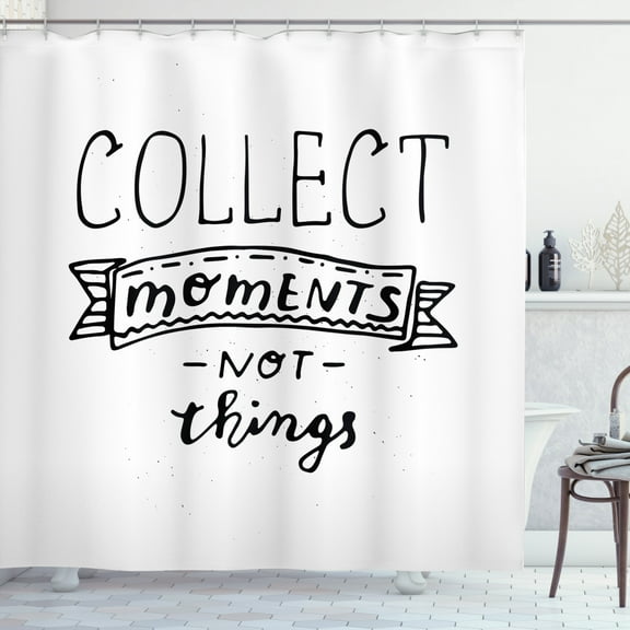 Saying Shower Curtain, Monochromatic Layout of Saying About Life Wise Saying Things Do Not Matter, Fabric Bathroom Set with Hooks, 69W X 84L Inches Extra Long, Charcoal Grey White, by Ambesonne
