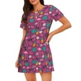 thumbnail image 1 of Fotbe Summer Flamingo Bata de Dormir para Mujer con Estampado, Camisón de Algodón de Manga Corta, Ropa de Dormir Casual, 1 of 6