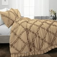 thumbnail image 2 of SGI Bedding 3 Piece Cotton Diamond Ruffle Duvet Cover Taupe Solid 600TC Calking, 2 of 8