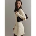 thumbnail image 4 of Women Turtle Neck Long Sleeve Bodycon Fall Winter Mini Slim Knit Sweater Dress White S, 4 of 8