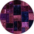thumbnail image 1 of Ahgly Company Indoor Round Patchwork Purple Transitional Area Rugs, 4' Round, 1 of 4