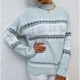 thumbnail image 3 of Women's Knitwear Christmas Snowflakes Half Turtleneck Christmas Sweater, Festive and Warm, Perfect for Holiday Parties and Winter Celebrations,Light blue,M, 3 of 6