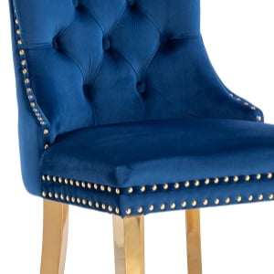 043 Bule Velvet, Gold Legs