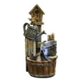 thumbnail image 2 of Alpine Corporation Lighted Watering Can Barrel Birdhouse Fountain, Multicolor, 2 of 4