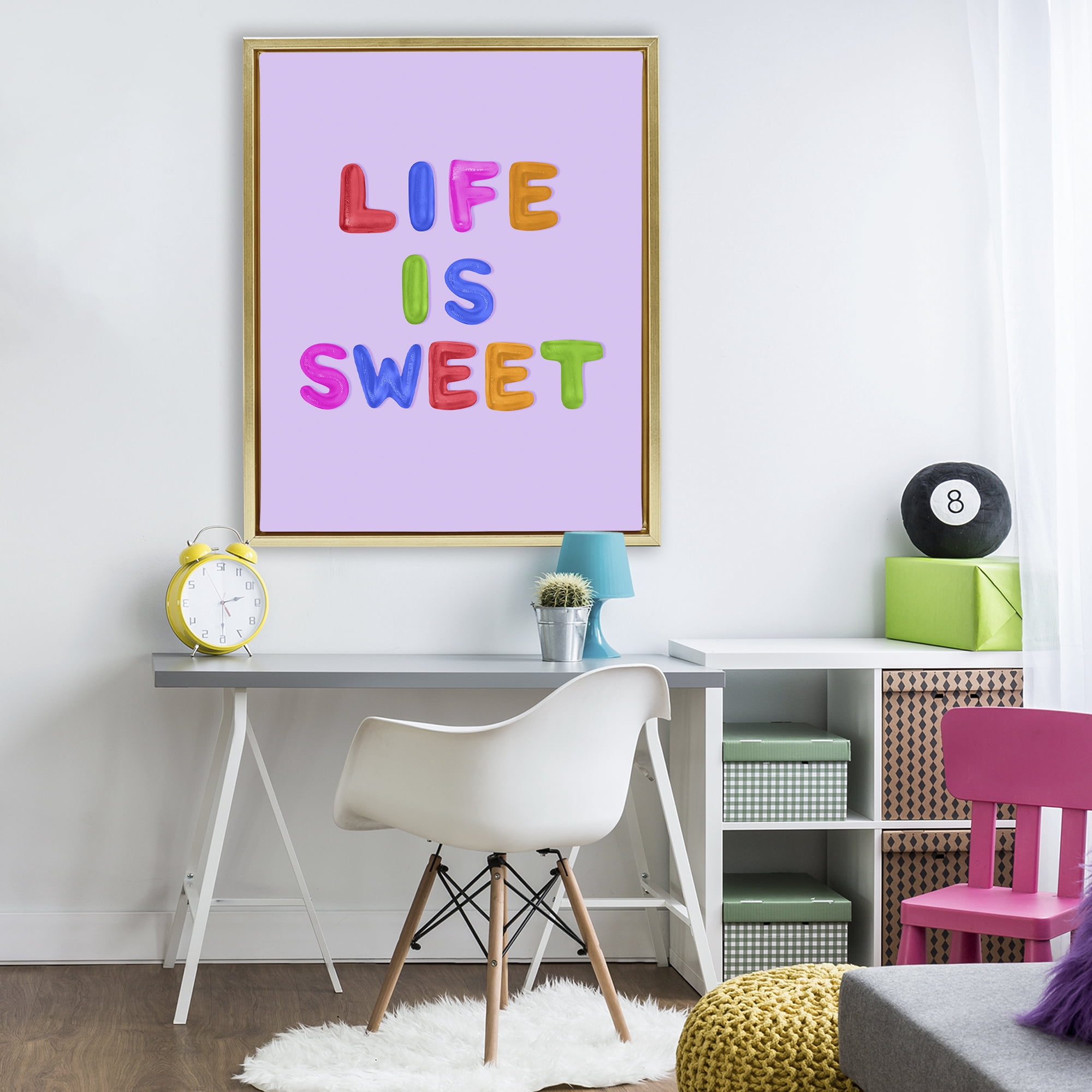 Stupell Industries Life Is Sweet Gummies Gold Framed Floater Canvas Wall Art, design by LISH Creative