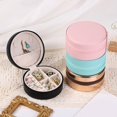 thumbnail image 6 of WEIWEIGG Round Jewelry Box for Women, Jewelry Organizer Storage, Portable Travel Organizer for Necklaces, Earrings, Rings Pink, 6 of 8