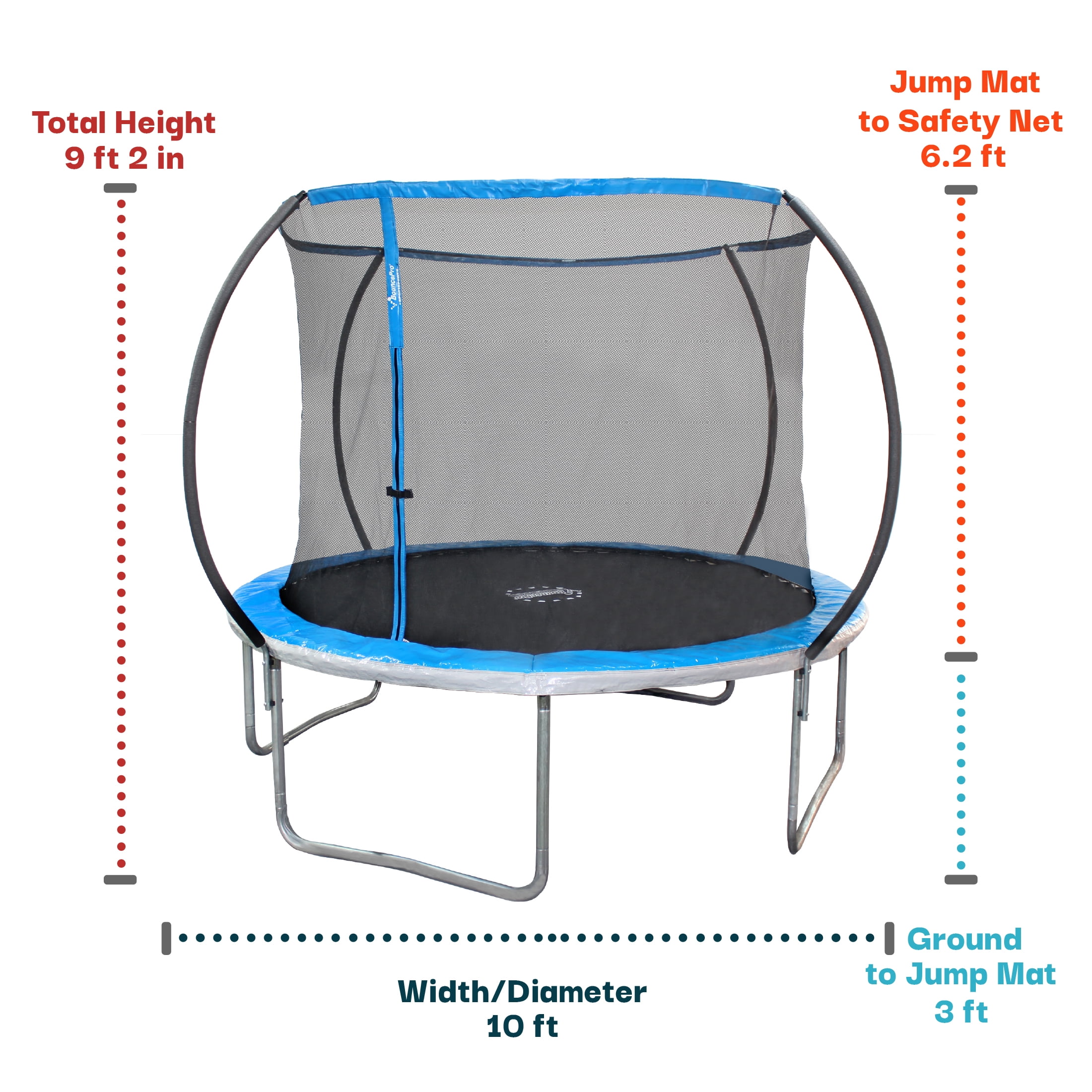 Sportspower Bounce Pro 10' Round Trampoline with Safety-Enclosure