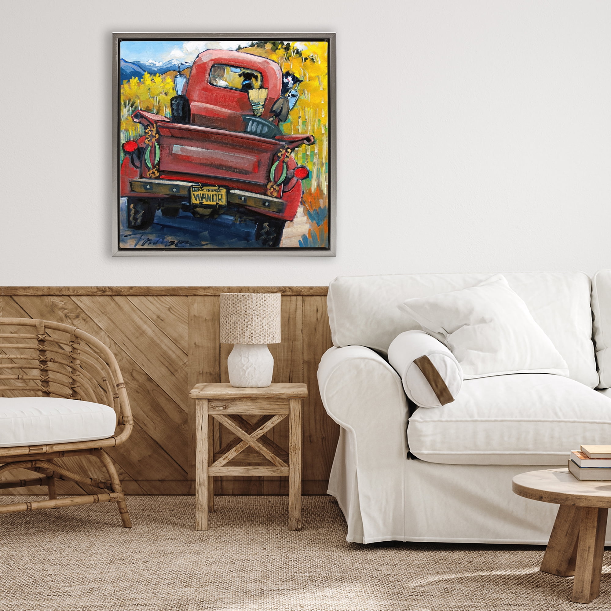 Stupell Industries Wander Truck Through Wheat Grass Gray Framed Floater Canvas Wall Art, design by CR Townsend