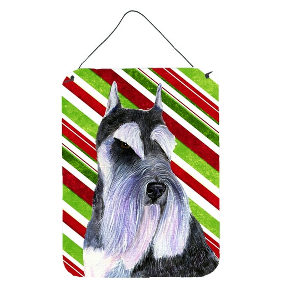 Carolines Treasures SS4546DS1216 Schnauzer Candy Cane Holiday Christmas Wall or Door Hanging Prints 12WX16H multicolor