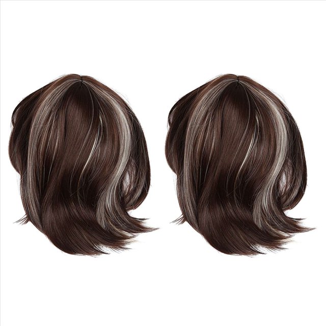 2X Peluca de Cosplay para Mujer Cabello Mediano Cabello Medio con Flecos Dorados Mixtos + Marrón