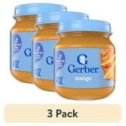 (3 pack) Gerber 1st Foods Natural for Baby Baby Food, Mango, 4 oz Jar