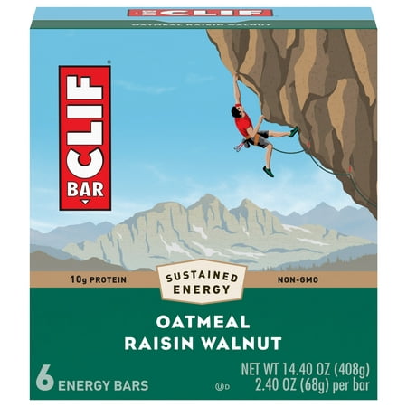Clif Bar Energy Bars, Oatmeal Raisin Walnut, 10g Protein Bar, 6 Ct, 2.4 oz