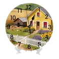 thumbnail image 2 of Zhmjortal House And Flower Pattern Silent Wall Clock Round - Non-Ticking Desk Clock Battery Operated Quiet Decorative for Living Room Home Office School Kitchen (10 Inch), 2 of 7