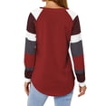 thumbnail image 5 of TWY Women Round Neck Colorblock Spliced Long Sleeve Pullover Tops, 5 of 7