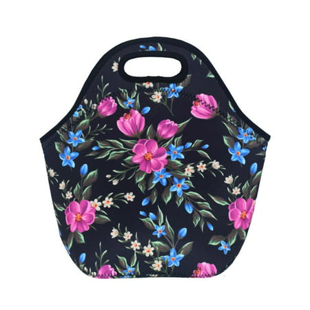 Tayyakoushi Flowers Neoprene Lunch Bag Insulated Lunch Box Tote for Women Men Adult Kids Teens Boys Teenage Girls Toddler, (Best Toddler Lunch Box)