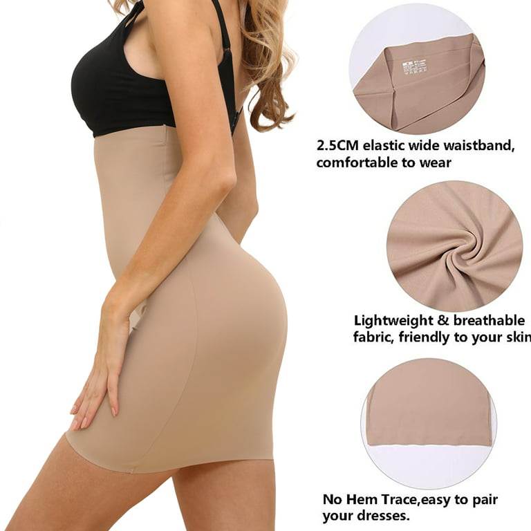 SHAPERIN Smooth Seamless Slips for Women Under Dresses High Waist Shapewear  Tummy Control Skirt Body Shaper