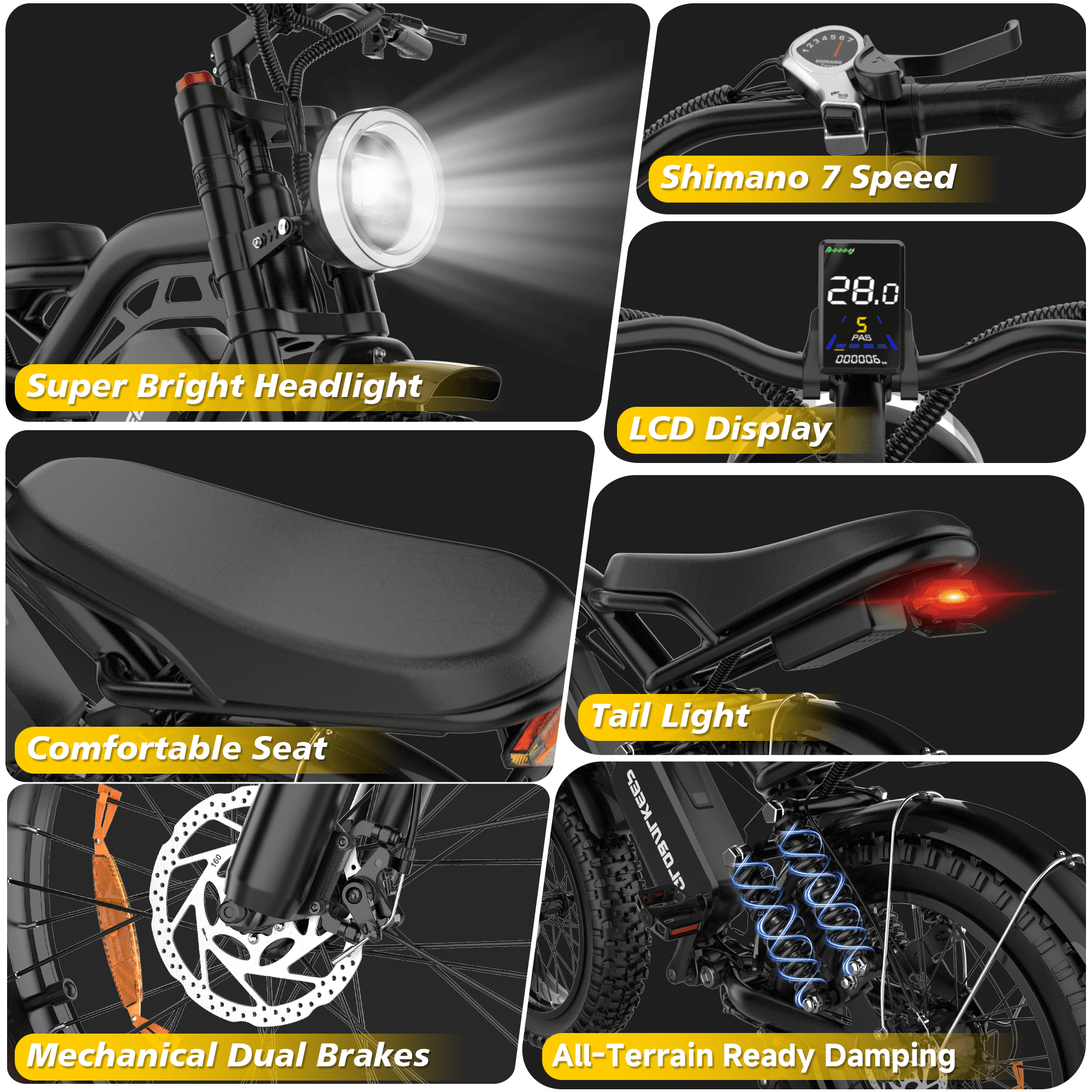 GlobalKeep Electric Bike for Adults, 750W Peak 1500W Motor, 20"x4" Fat Tire Mountain Bike, 48V/20Ah Battery, UL2849