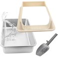 thumbnail image 5 of Stainless Steel Cat Litter Tray Large With Scoop, Odour Control, Living Room Farmhouse Style, 5 of 5