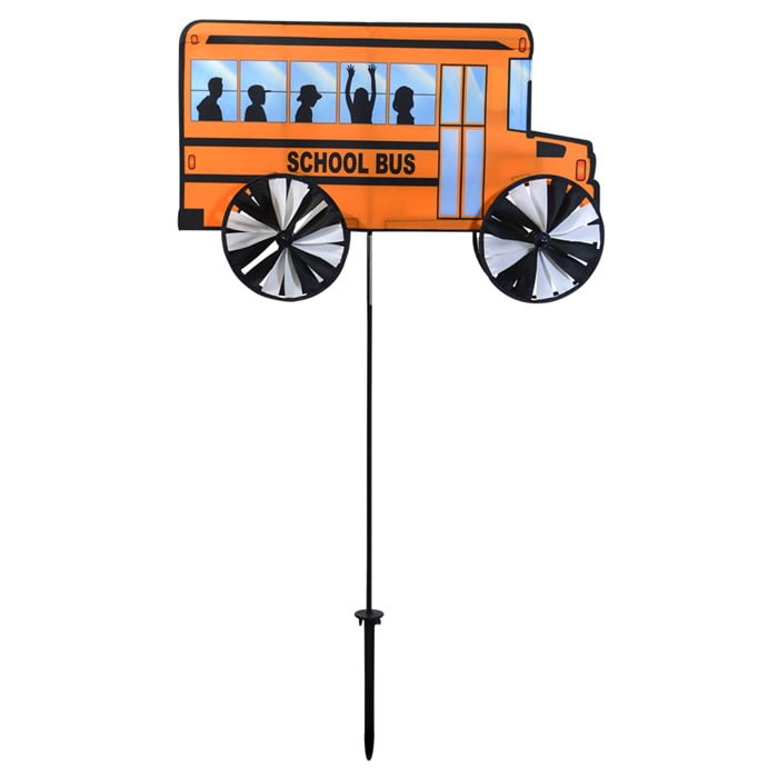 In the Breeze 24 Inch Yellow School Bus Spinner Wind Spinner for Your Yard and Garden by In The Breeze