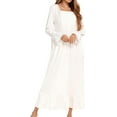 thumbnail image 3 of HLSOHJP Women's Victorian Nightgown Long Sleeve Nightgowns Vintage Autumn Night Shirt, 3 of 6