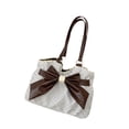 thumbnail image 4 of Bolso Tote Bolso de Hombro Bolso de Mano Lazo Retro Lunares Gran Capacidad Material Tela Adecuado para Trabajo Compras Vacaciones Viaje Blanco, 4 of 9