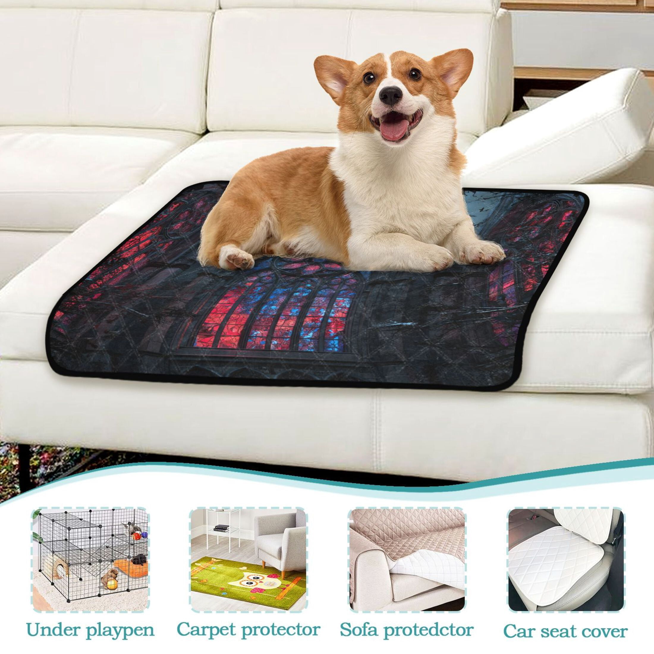 IAUYY Washable Pee Pads for Dogs Smallx3 Absorbent and Leak-Proof Non-Slip Reusable Puppy Pee Pads for Dogs Applicable to Playpen Potty Crate Colored Glass Window