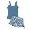 thumbnail image 4 of Girls Ruched Two Piece Swimsuit Set, Side Tie Boy Shorts Bathing Suit, Summer Pool Beachwear for Kids Vacation, 4 of 4