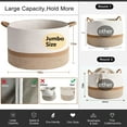thumbnail image 3 of Large Blanket Basket（21“x13”）,Storage Basket for Organizing, Dog Toy Bin,baby laundry basket,Cotton Rope Blanket Basket for Living Room, Laundry, Nursery, Pillows (White and Brown), 3 of 8