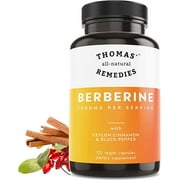 Thomas' all-natural Remedies Berberine 500mg (1000mg per Serving)- 120 Vegan Capsules- with Ceylon Cinnamon & Black Pepper- Supports Healthy Immune Function