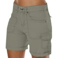 thumbnail image 2 of Women's Shorts Women Cargo Shorts Summer Loose Hiking Shorts With Pockets,Green Women's Shorts XL, 2 of 7