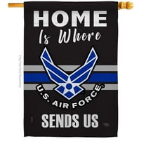 Breeze Decor  Home is Where Air Force House Flag Armed Forces 28 x 40 in. Double-Sided Decorative Vertical Flags for Decoration Banner Garden Yard Gift