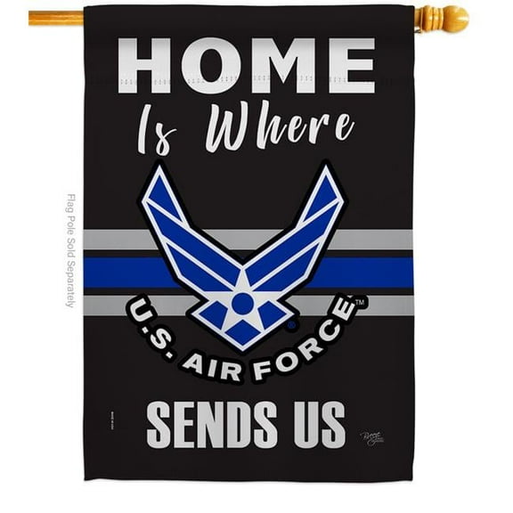 Breeze Decor  Home is Where Air Force House Flag Armed Forces 28 x 40 in. Double-Sided Decorative Vertical Flags for Decoration Banner Garden Yard Gift