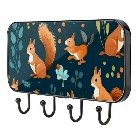 

Cute Squirrel Self Adhesive Towel Coat Wood Iron Hooks for Home Keys Door Outdoor Home Improvement Utility Hook