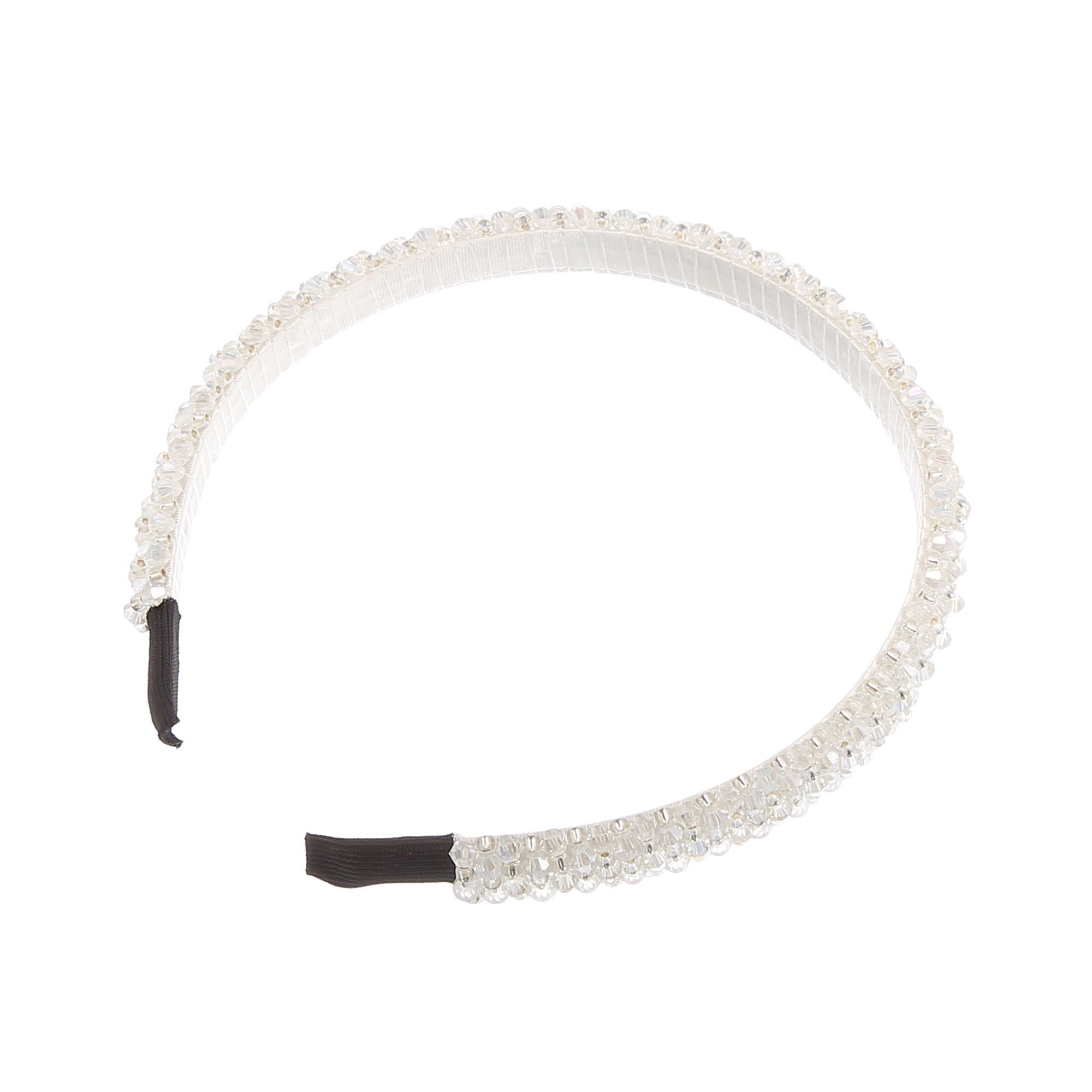 Unique Bargains Faux Crystal Headband 0.59 Inch Wide White