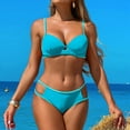 thumbnail image 3 of MKLEKYY Full Coverage Swimsuits for Women 2025 Women's Solid Color Tank Top cotton Bikini Two Piece Set Swimsuit, 3 of 6