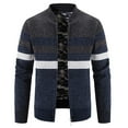 thumbnail image 2 of Herrnalise Men's Fashion Autumn And Winter Plaid Hooded Fleece Knitted Sweater Sweater Jacket Dark Gray, 2 of 5