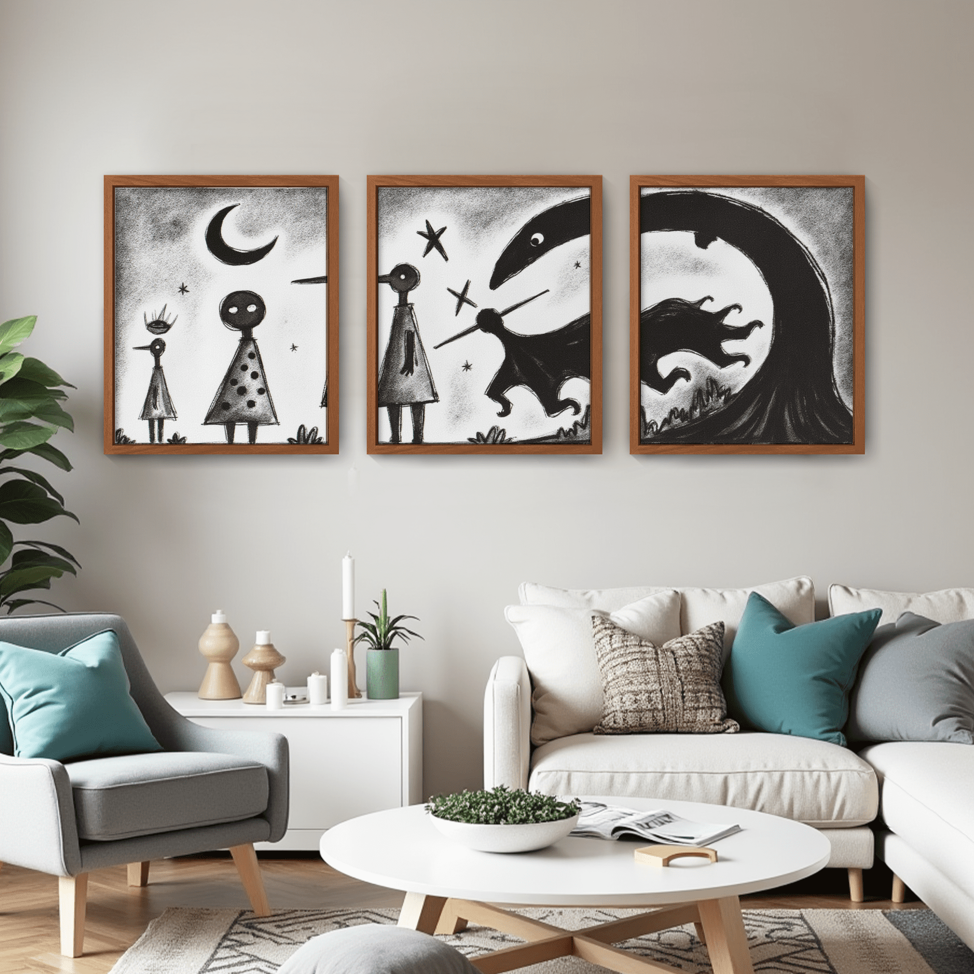 MAYEERTY Modern Abstract Wall Art Painting, Living Room Decor, Brown MDF Frame, 23.6"x15.8"